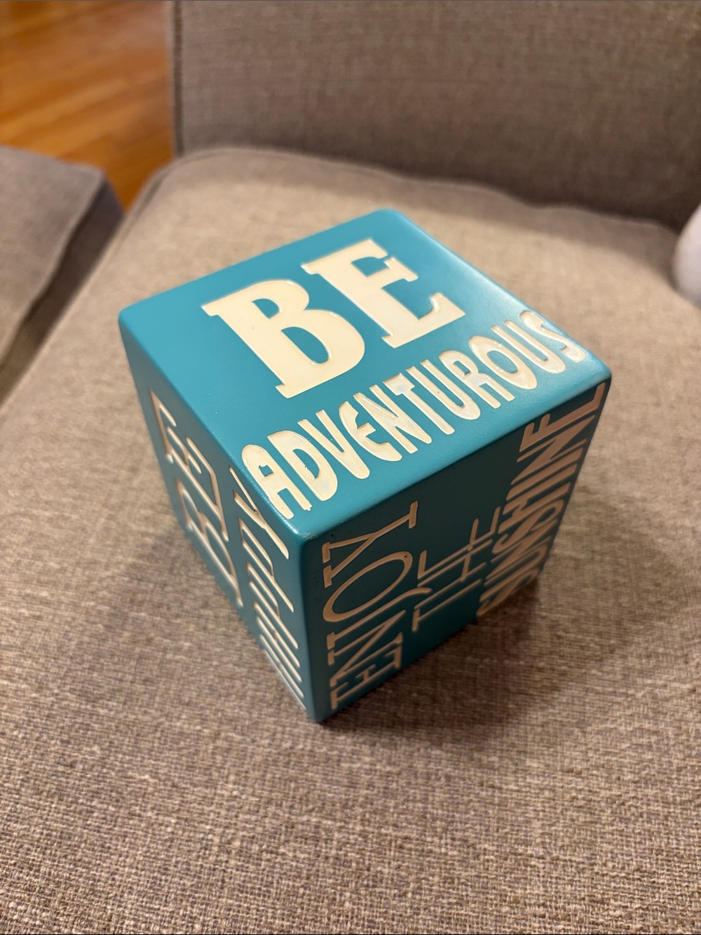 Turquoise Inspirational Decorative Wooden Cube